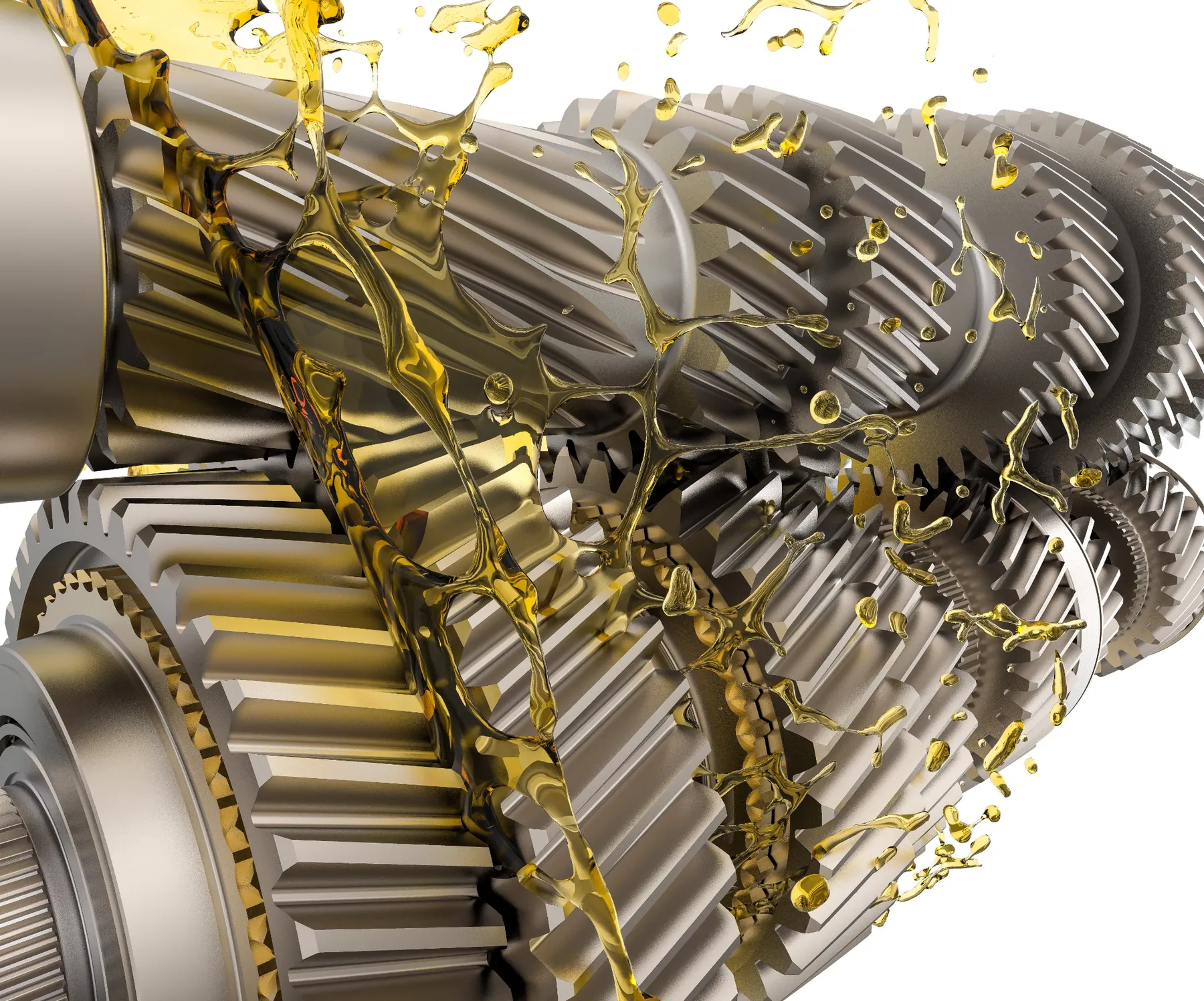Fresh transmission fluid flowing over gearbox gears