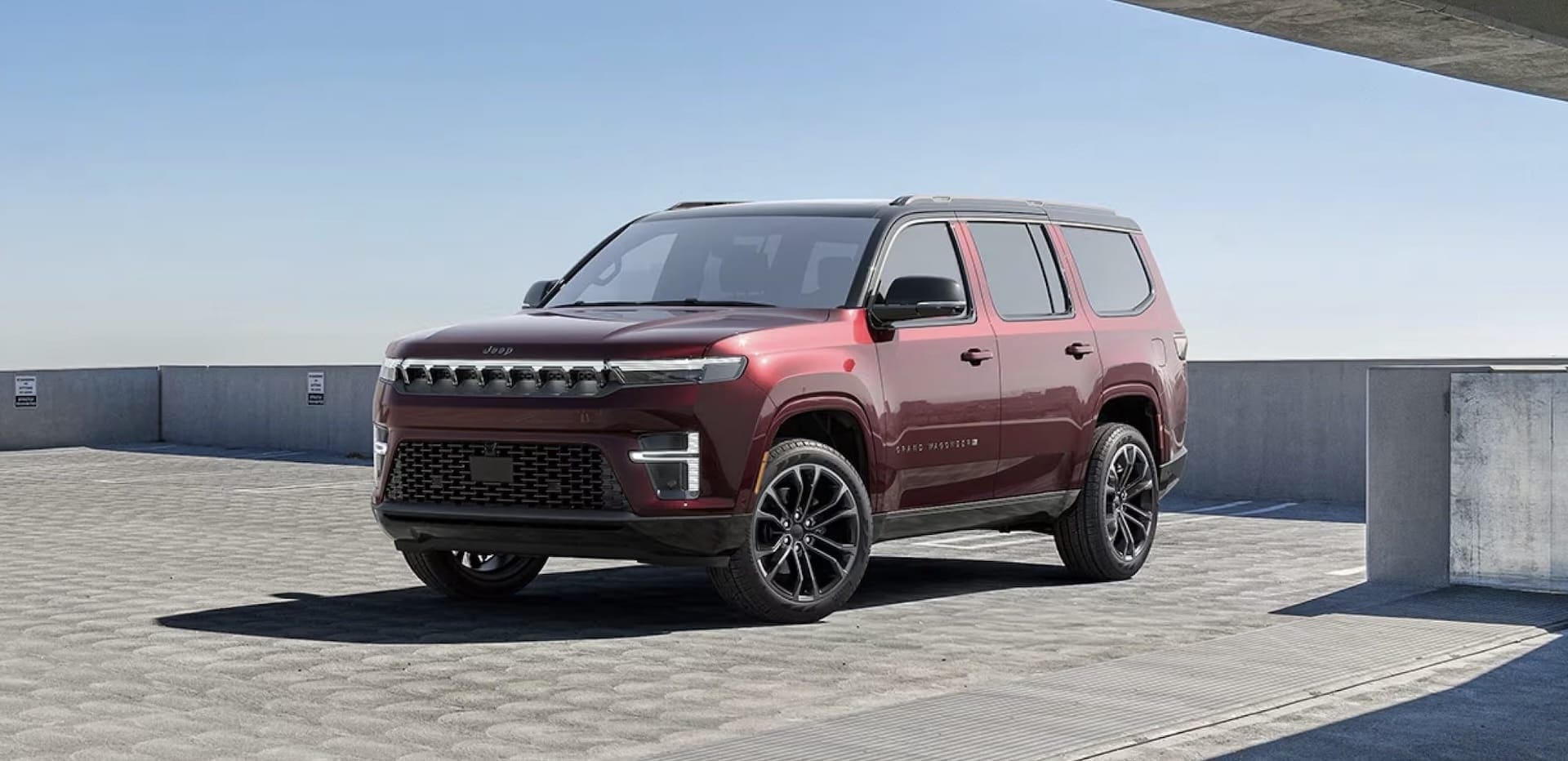 2026 Jeep Grand Wagoneer parked, front three-quarter view