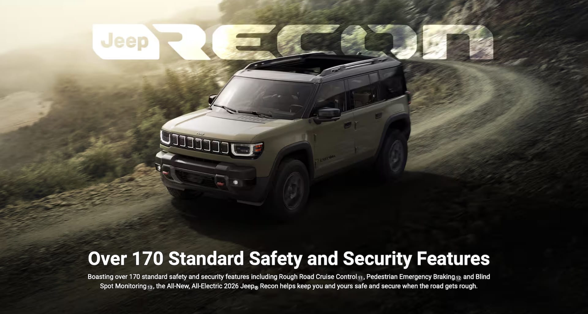 2026 Jeep Recon Moab exterior showing ride height and 33-inch all-terrain tires