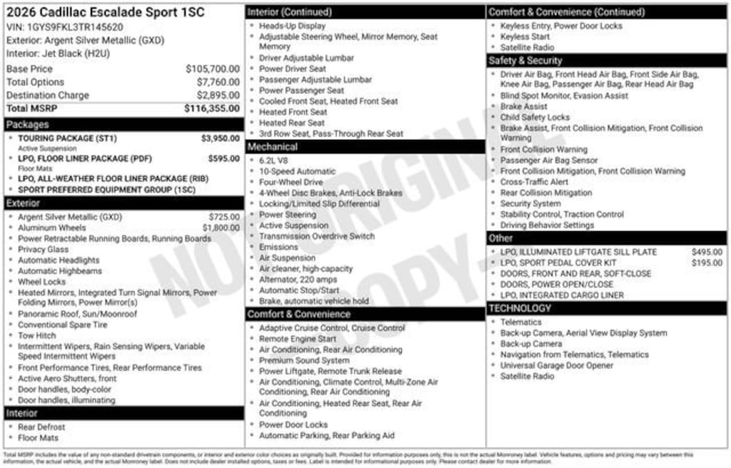 New 2026 CADILLAC Escalade Sport SUV