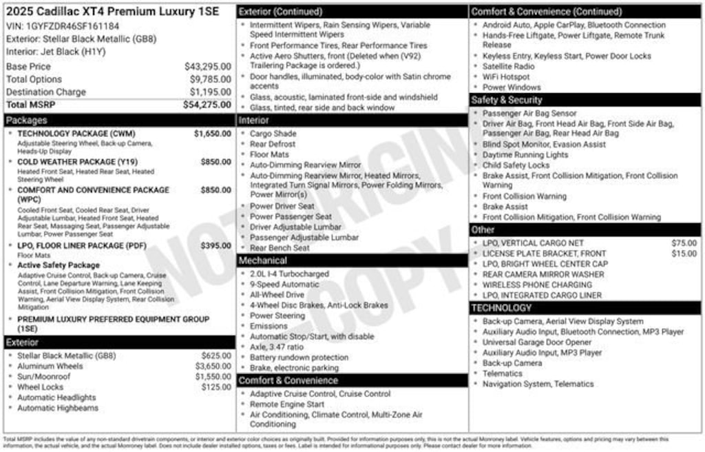 New 2025 CADILLAC XT4 Premium Luxury SUV