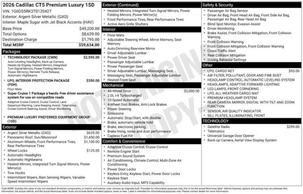 New 2026 CADILLAC CT5 Premium Luxury Sedan