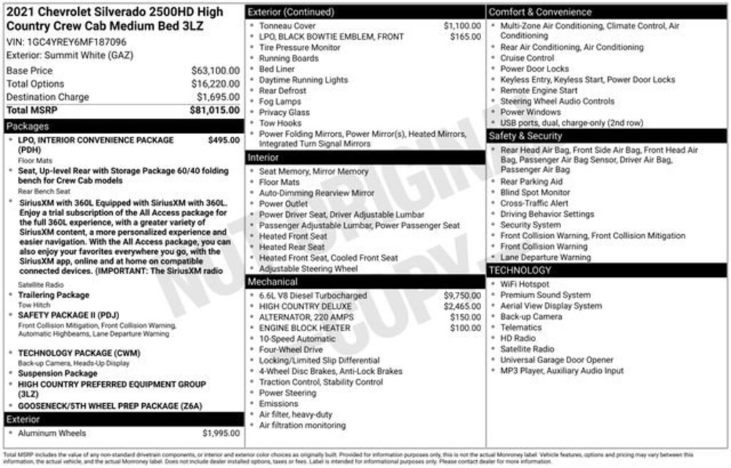 Used 2021 Chevrolet Silverado 2500 HD High Country Truck