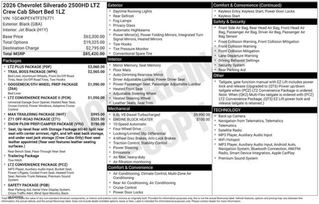 New 2026 Chevrolet Silverado 2500 HD LTZ Truck
