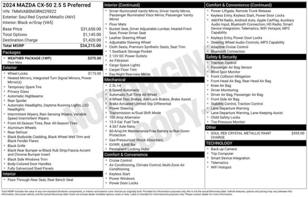 Certified 2024 Mazda CX-50 2.5 S Preferred Package SUV