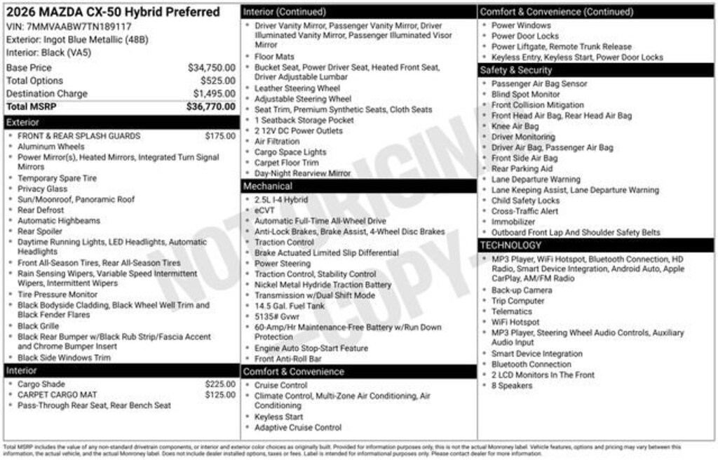 New 2026 Mazda CX-50 Hybrid Preferred AWD Sport Utility
