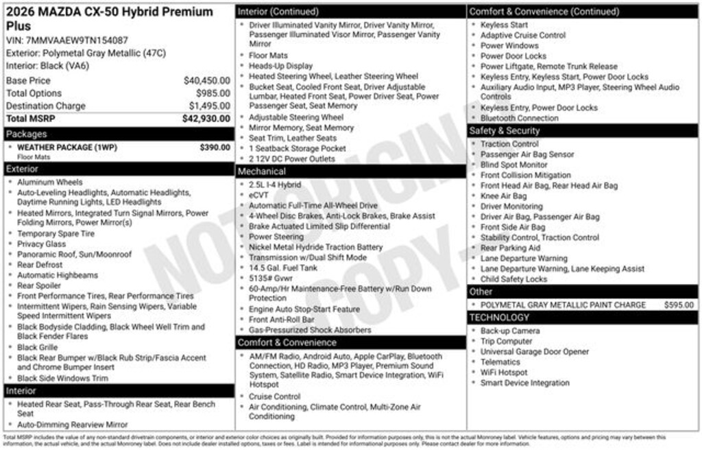 Used 2026 Mazda CX-50 Hybrid Premium Plus SUV