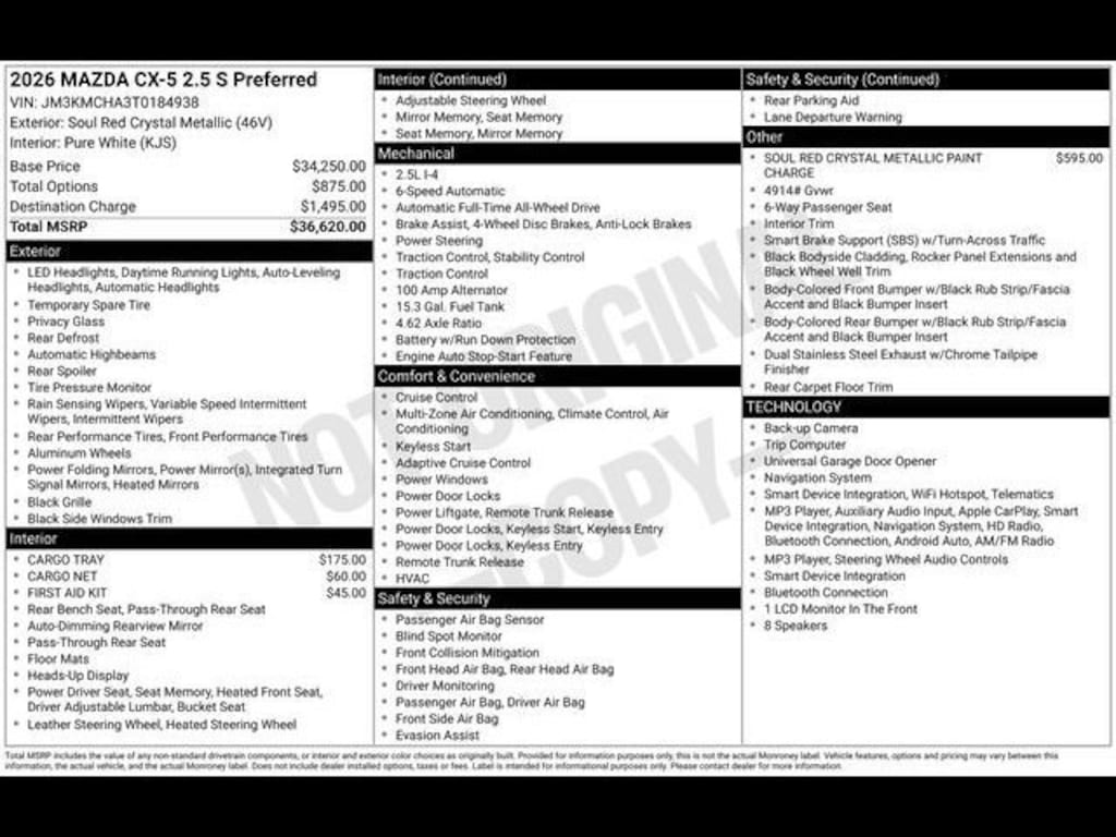 New 2026 Mazda CX-5 2.5 S Preferred AWD Sport Utility
