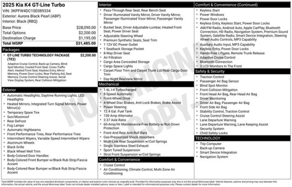 Used 2025 Kia K4 GT-Line Turbo Sedan