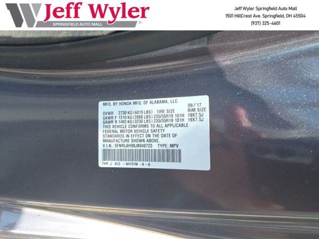 Used 2018 Honda Odyssey Elite Auto Van