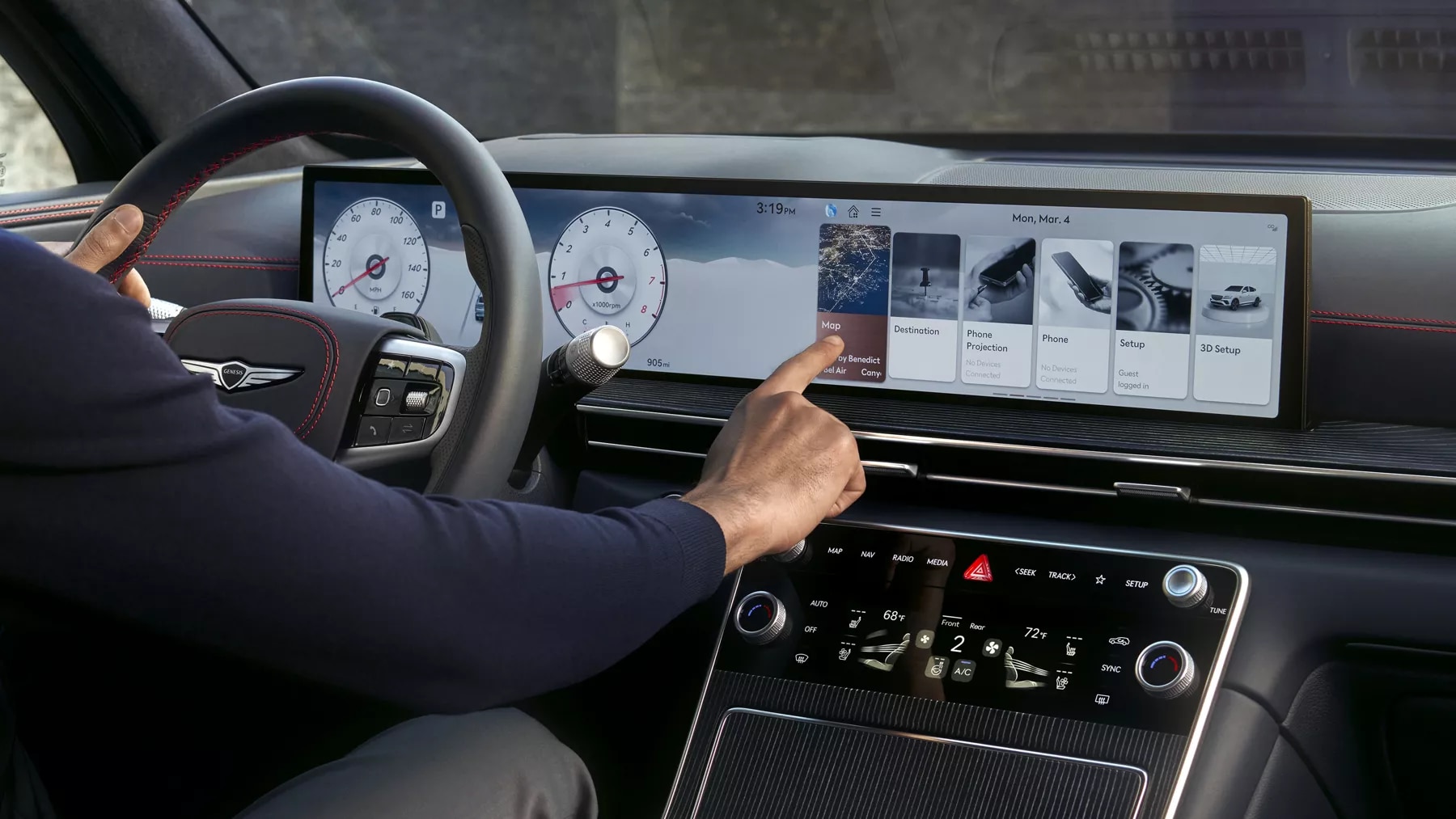 Genesis GV80 Coupe driver using touchscreen menu