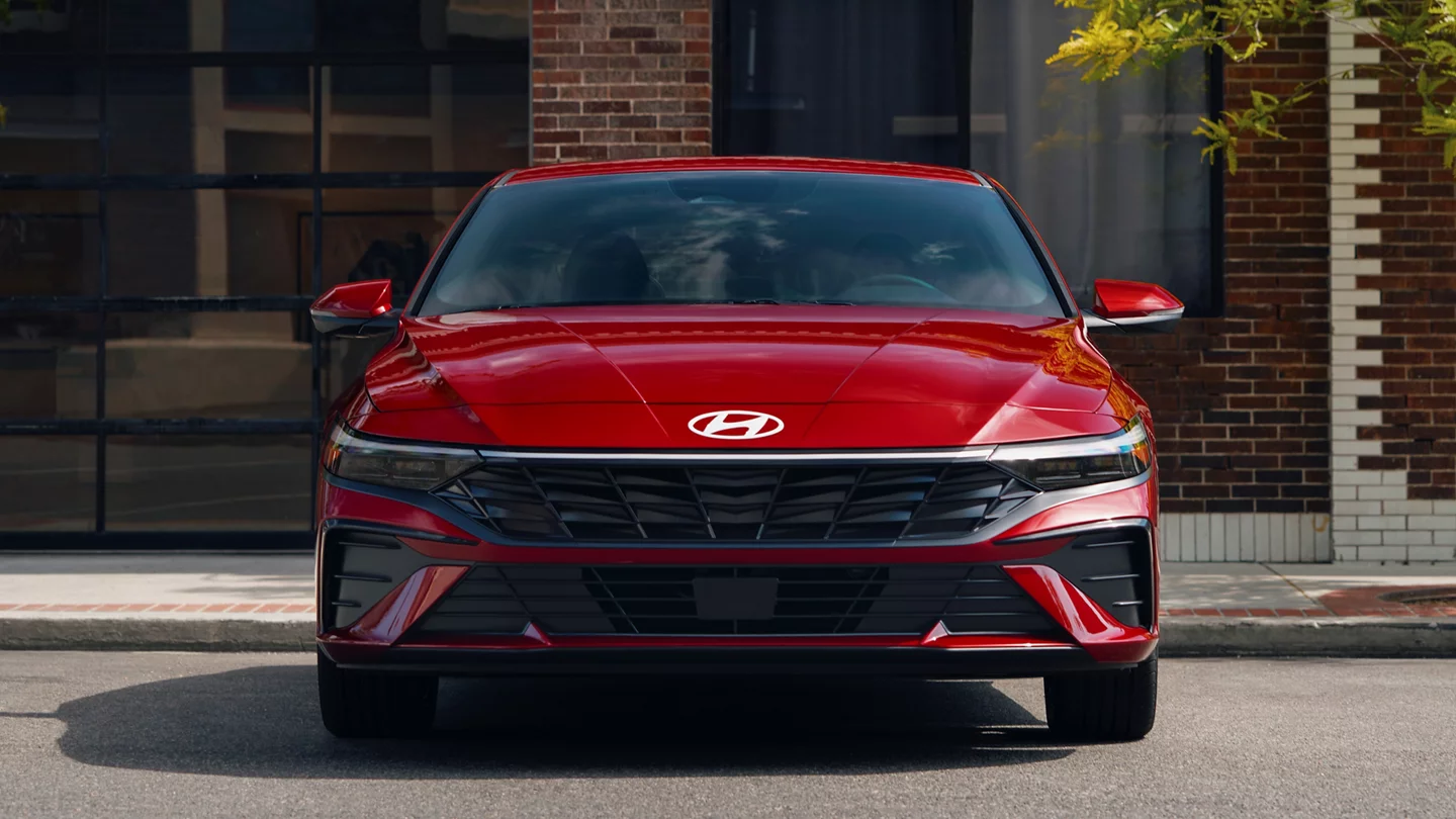 Red 2025 Hyundai Elantra front end