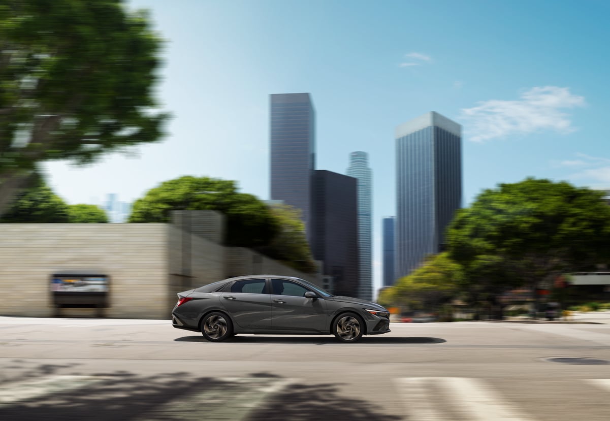 2026 Hyundai Elantra Hybrid driving in the city