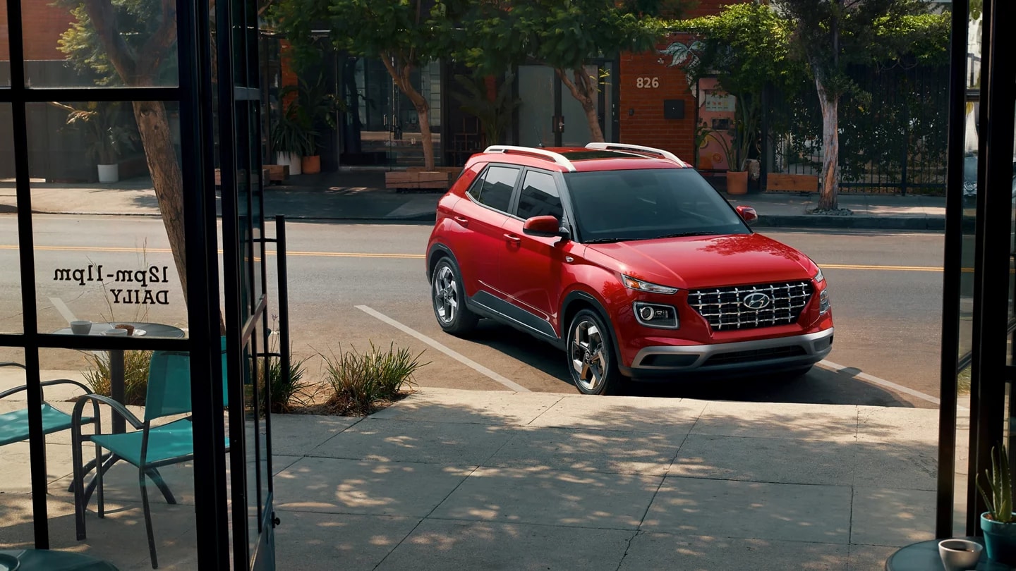 Red 2026 Hyundai Venue parked