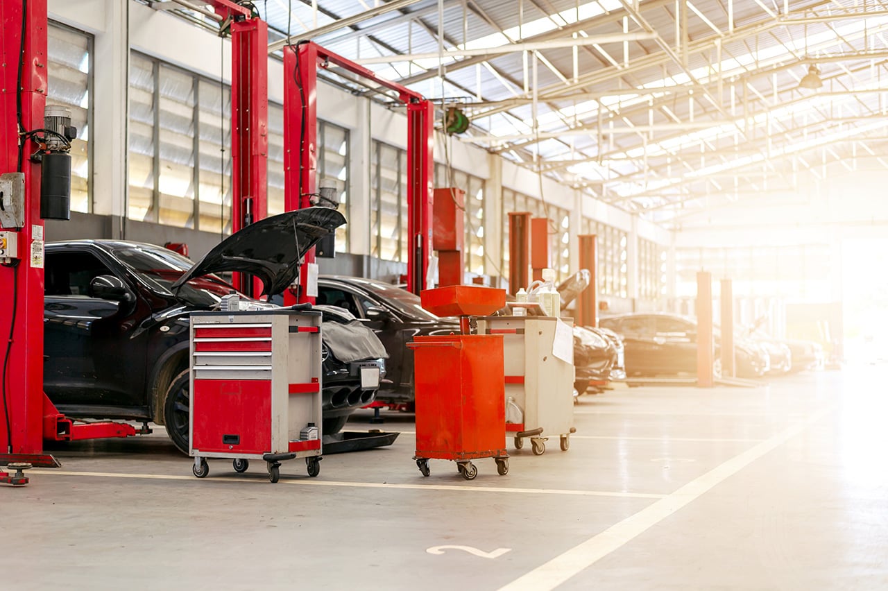 Stock image of service bay