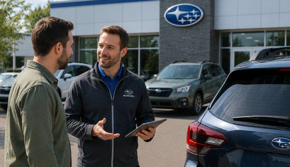 Subaru customer with sale representative