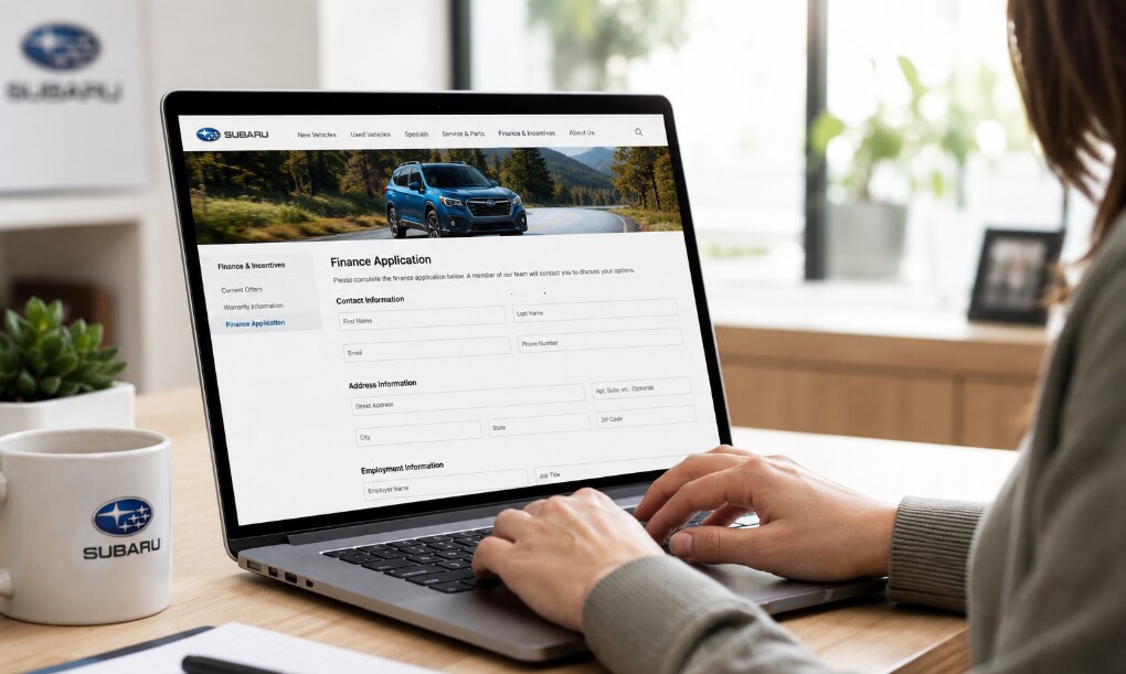 women applying to Subaru financing online