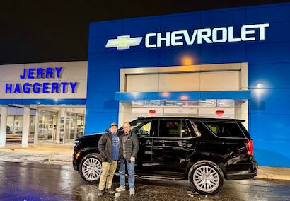 Congratulations John Dziedzic and son Damian on making a great deal on John's brand new 2025 Black Chevrolet tahoe Premier 4x4, all the way from Bartlett, IL!!! Thank you from Mike Haggerty and your Jerry Haggerty Chevrolet family for your business and patronage!!!