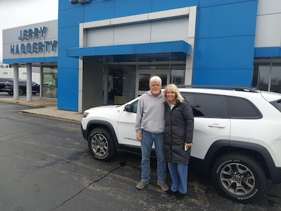 Congratulations Dale Frank on making a great deal on his 2022 Jeep Cherokee Trailhawk 4x4!!! Thank you from Bryan Lewis and his Jerry Haggerty Chevrolet family for his business and patronage!!!