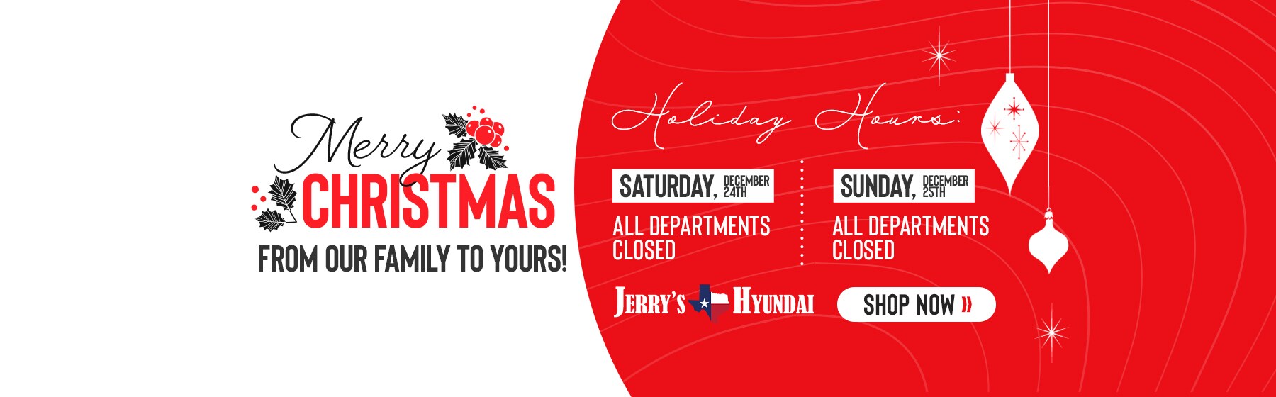 Jerry's Hyundai Christmas Hours- Near Dallas, TX
