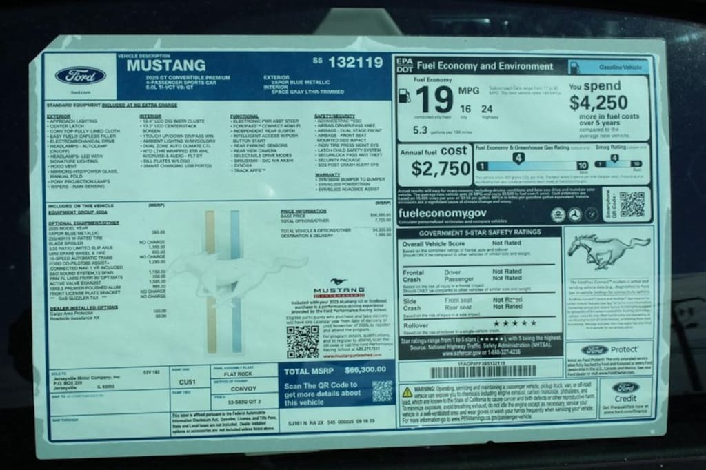 New 2025 Ford Mustang GT Premium Convertible CAR