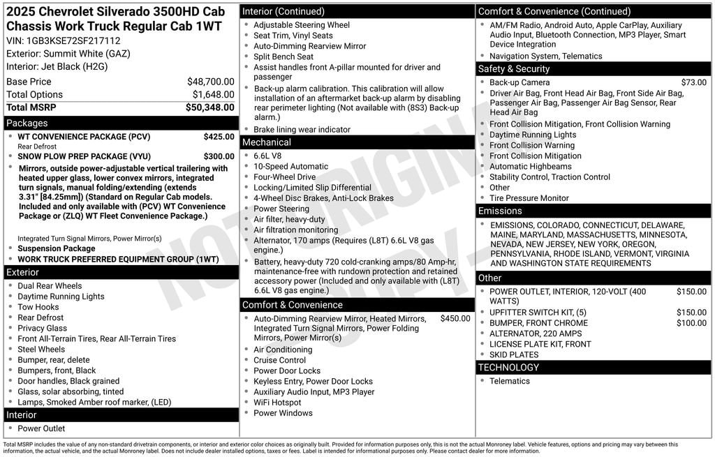 New 2025 Chevrolet Work Truck Truck Regular Cab