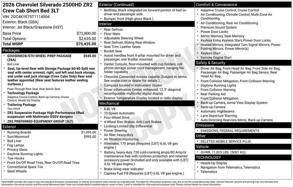 New 2026 Chevrolet Silverado 2500 HD ZR2 Truck Crew Cab