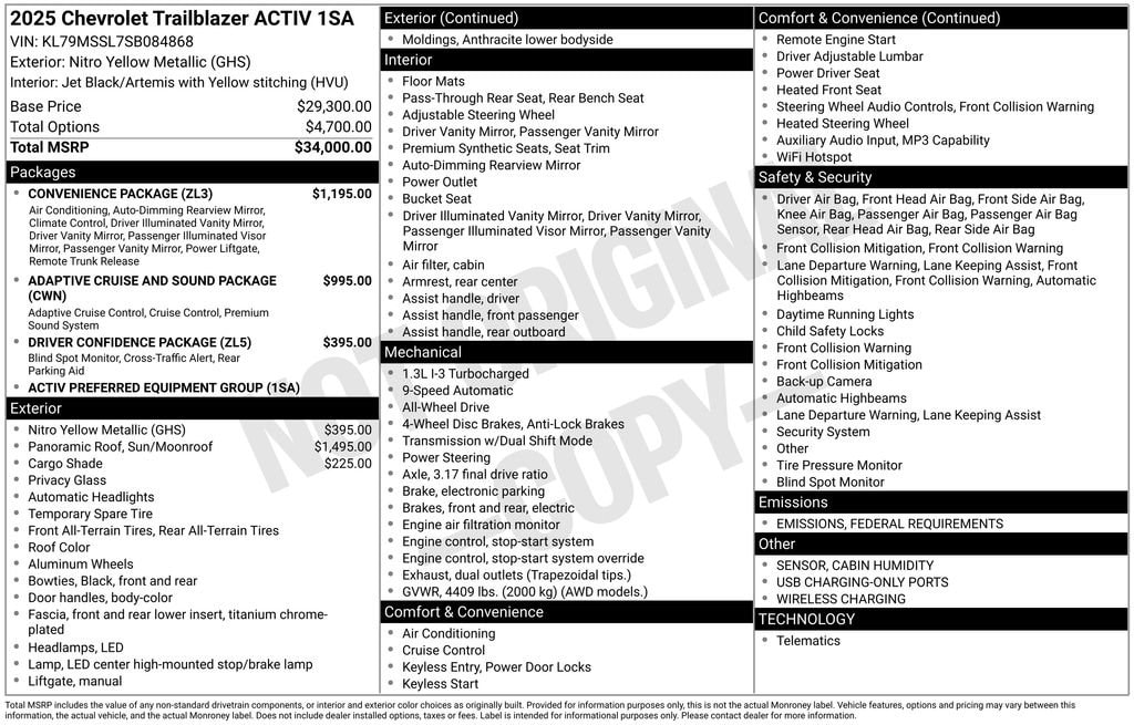 New 2025 Chevrolet Trailblazer ACTIV SUV
