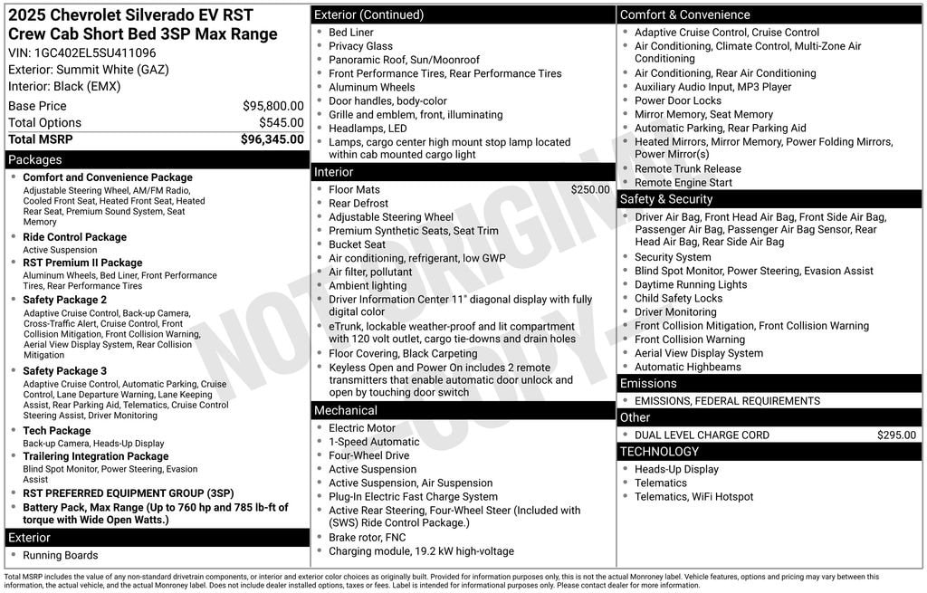 New 2025 Chevrolet Silverado EV RST w/3SP Truck Crew Cab