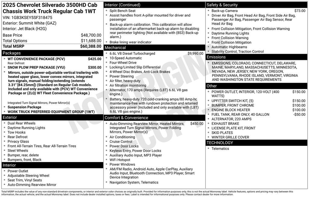 New 2025 Chevrolet Work Truck Truck Regular Cab