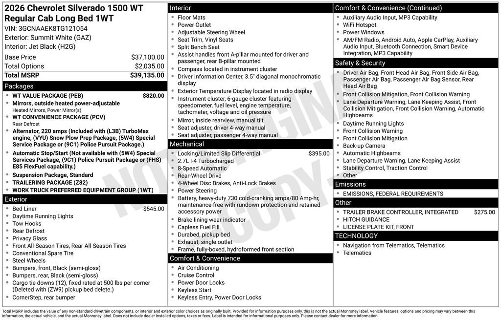 New 2026 Chevrolet Silverado 1500 Work Truck Truck Regular Cab