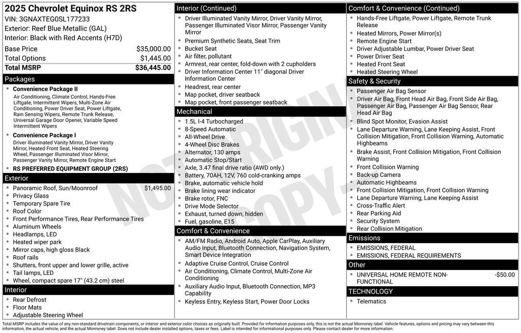 New 2025 Chevrolet Equinox RS SUV