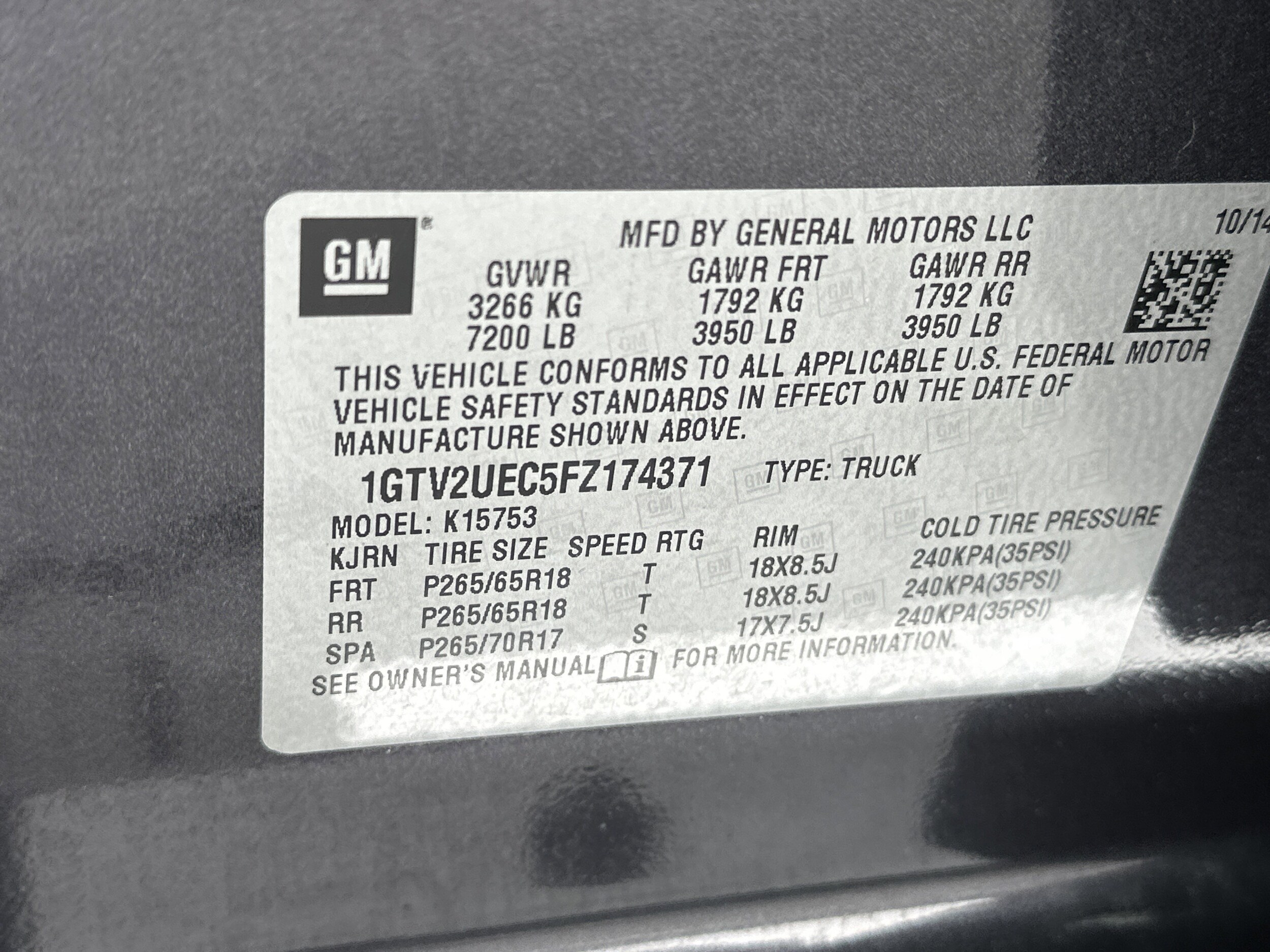1GTV2UEC5FZ174371