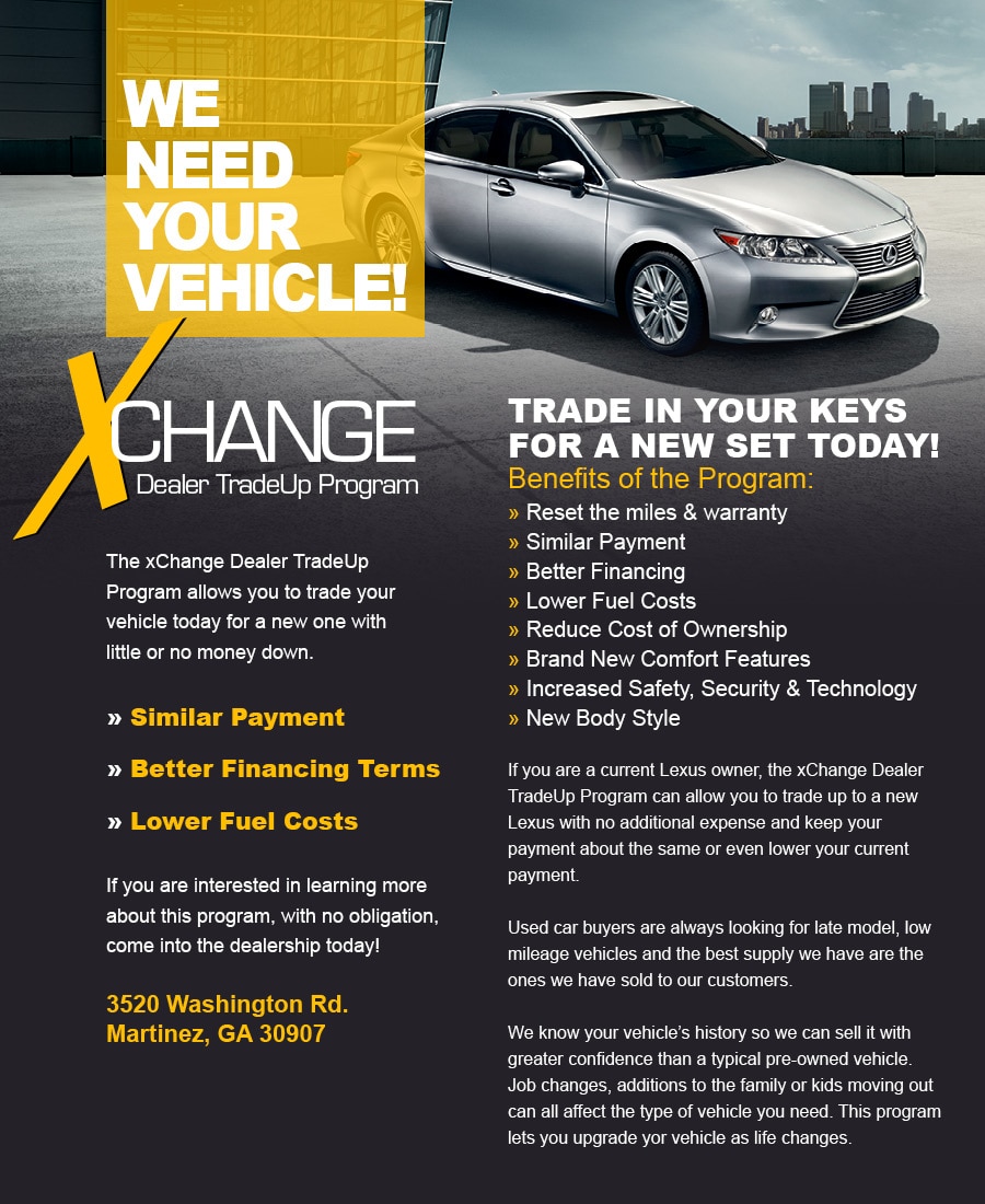 Jim Hudson Lexus >> Vehicle Exhange Program | Jim Hudson Lexus Augusta Jim Hudson Lexus >> Vehicle Exhange Program | Jim Hudson Lexus Augusta