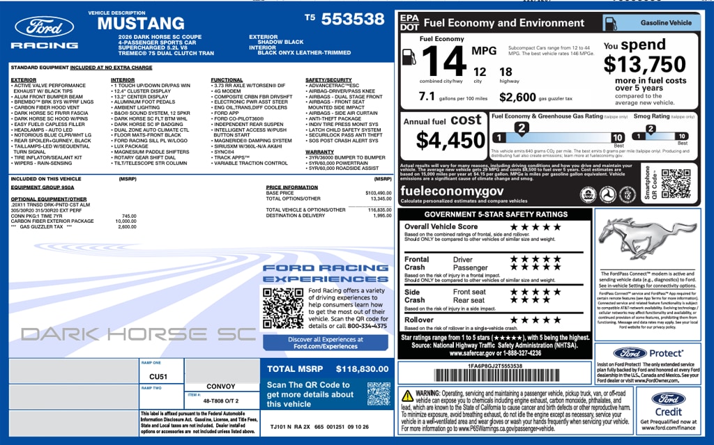 2026 Ford Mustang Dark Horse