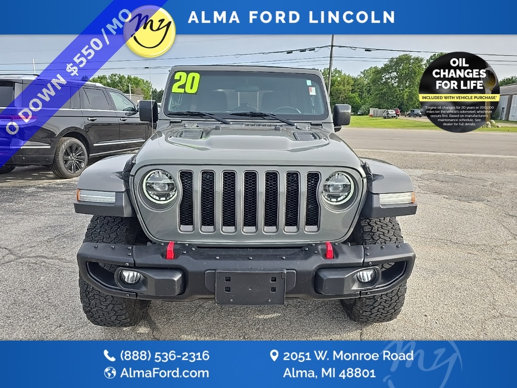 Used 2020 Jeep Wrangler Unlimited Rubicon with VIN 1C4HJXFN9LW300715 for sale in Alma, MI