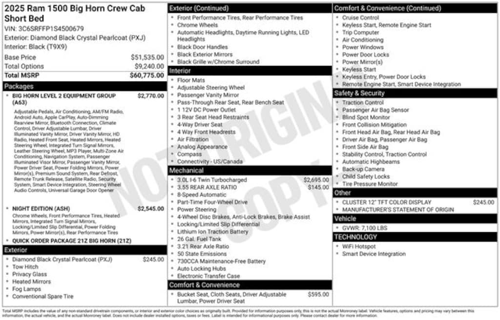 New 2025 Ram 1500 Big Horn/Lone Star Pickup
