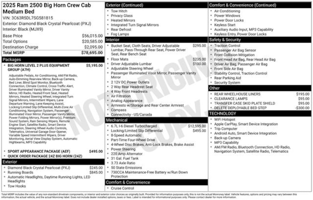 New 2025 Ram 2500 Big Horn Pickup