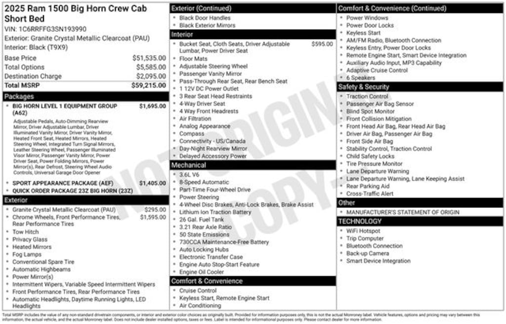 New 2025 Ram 1500 Big Horn/Lone Star Pickup