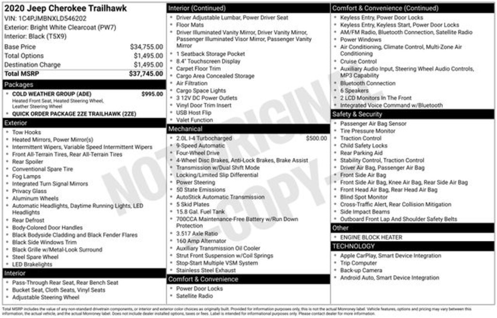 Used 2020 Jeep Cherokee Trailhawk SUV