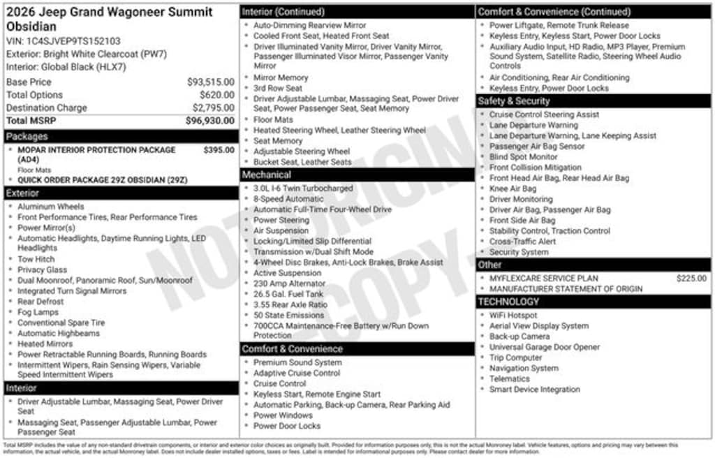 New 2026 Jeep Grand Wagoneer Summit Sport Utility