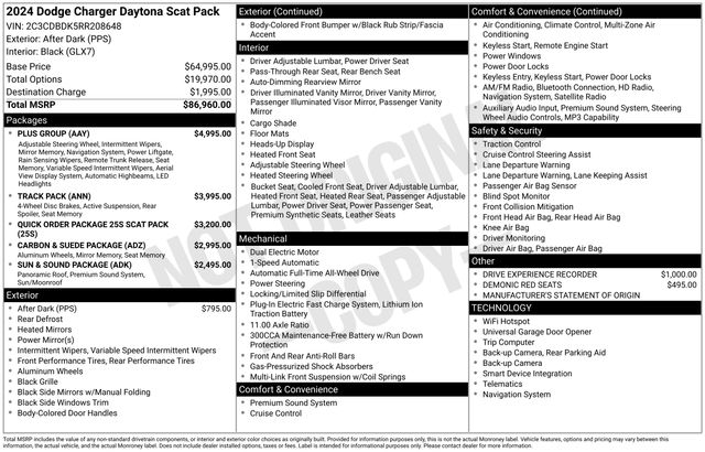 Used 2024 Dodge Charger Daytona Scat Pack with VIN 2C3CDBDK5RR208648 for sale in Washington, MI