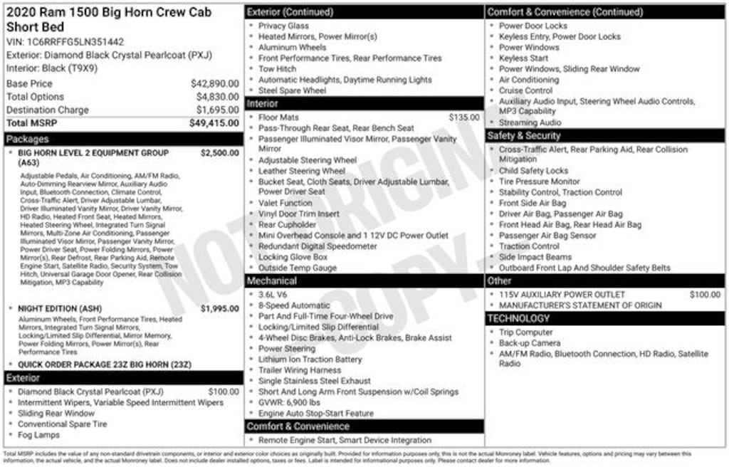 Used 2020 Ram 1500 Big Horn/Lone Star Truck Crew Cab