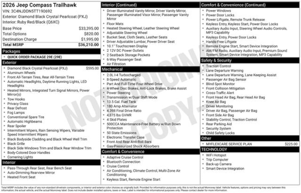 New 2026 Jeep Compass Trailhawk Sport Utility