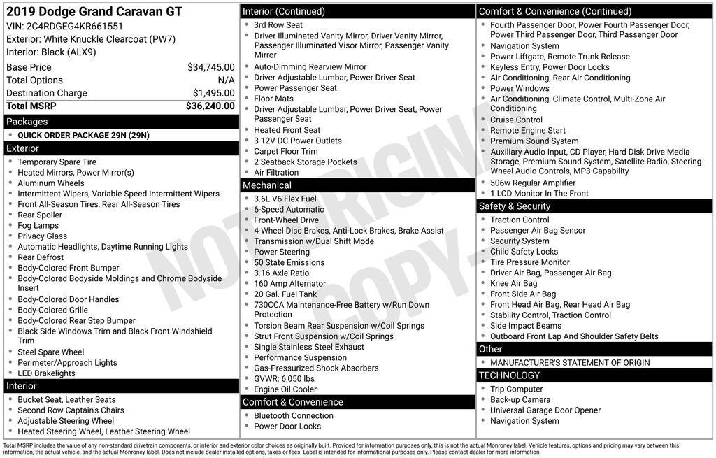 Used 2019 Dodge Grand Caravan GT Van Passenger Van