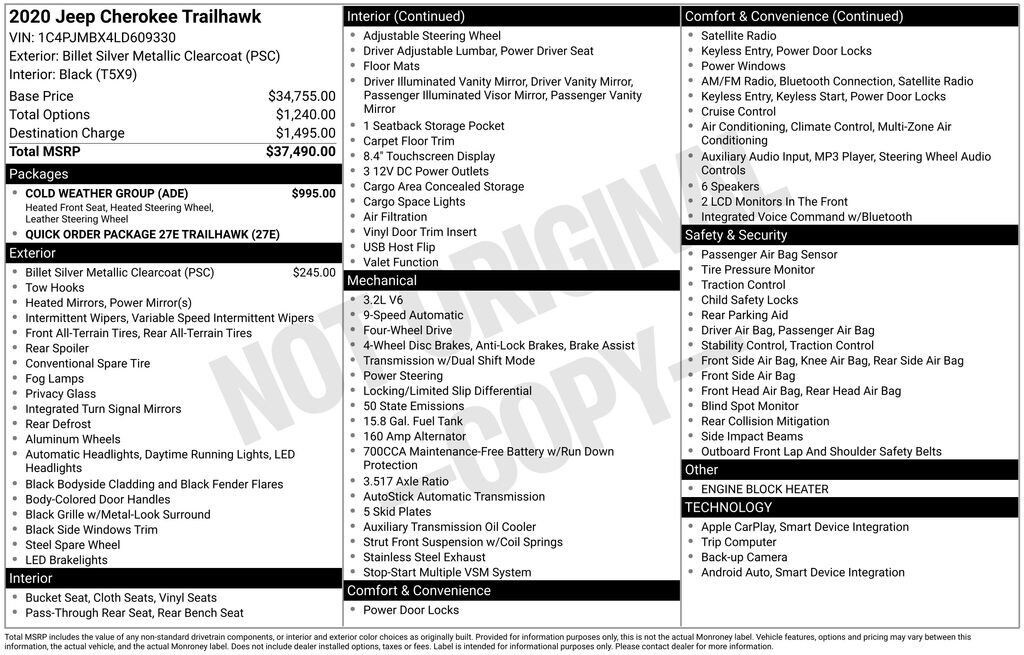 Used 2020 Jeep Cherokee Trailhawk SUV