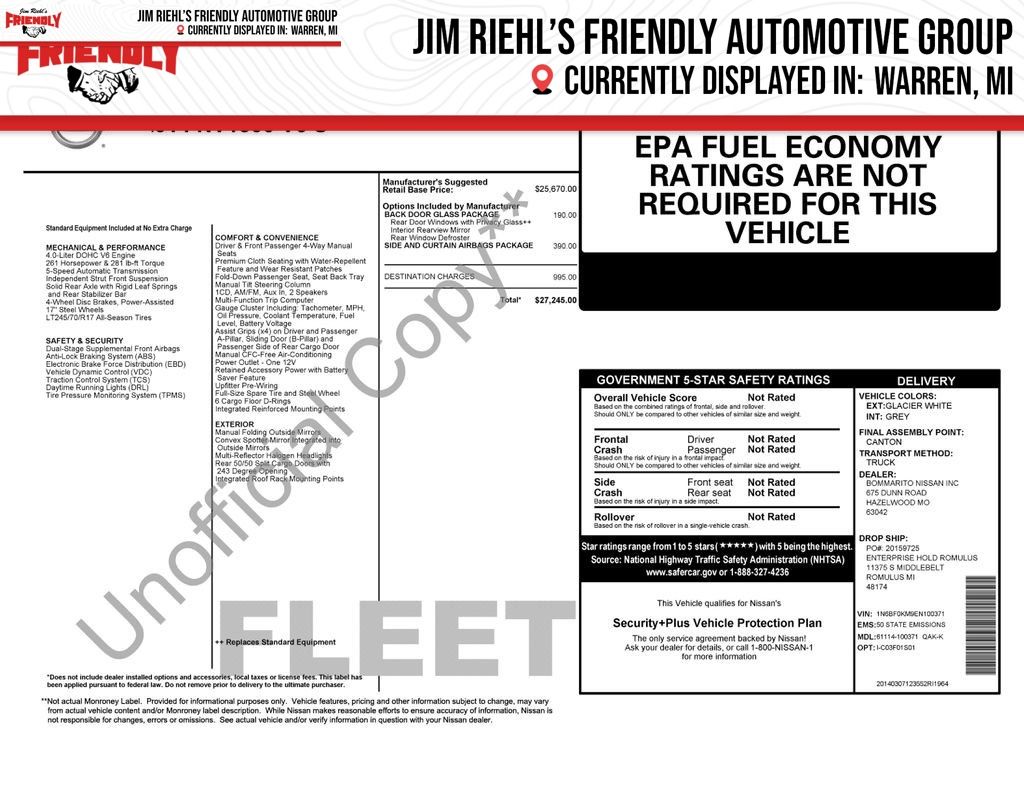 2014 Nissan NV Cargo S
