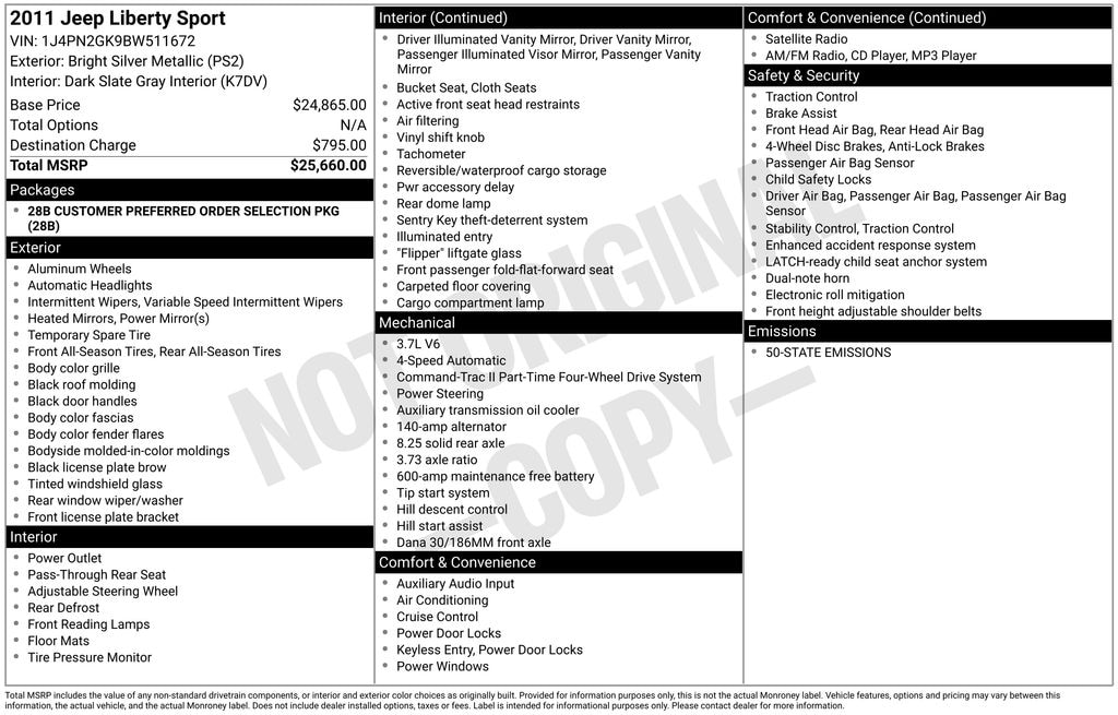 Used 2011 Jeep Liberty Sport SUV