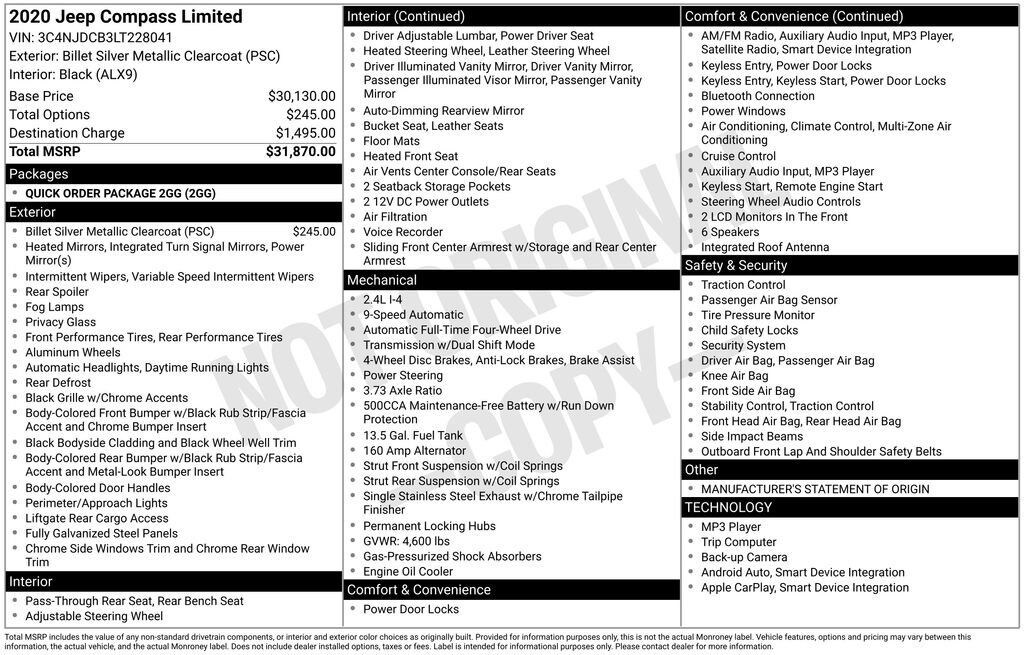 Used 2020 Jeep Compass Limited SUV