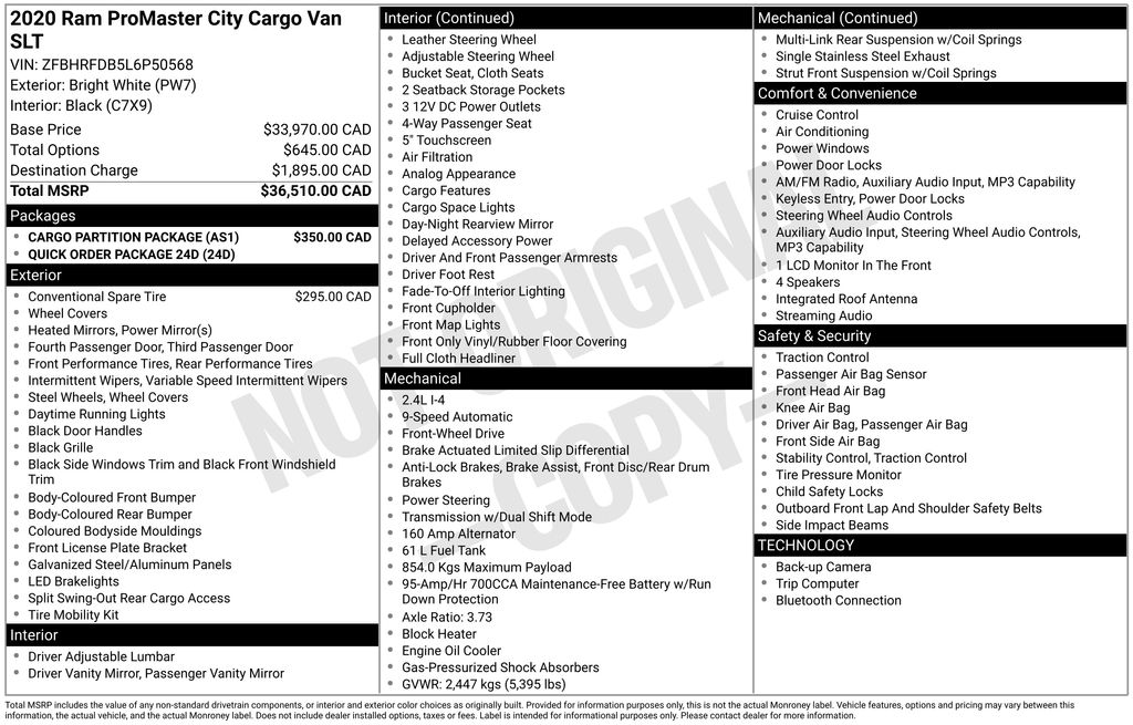2020 RAM ProMaster City SLT Van's photo